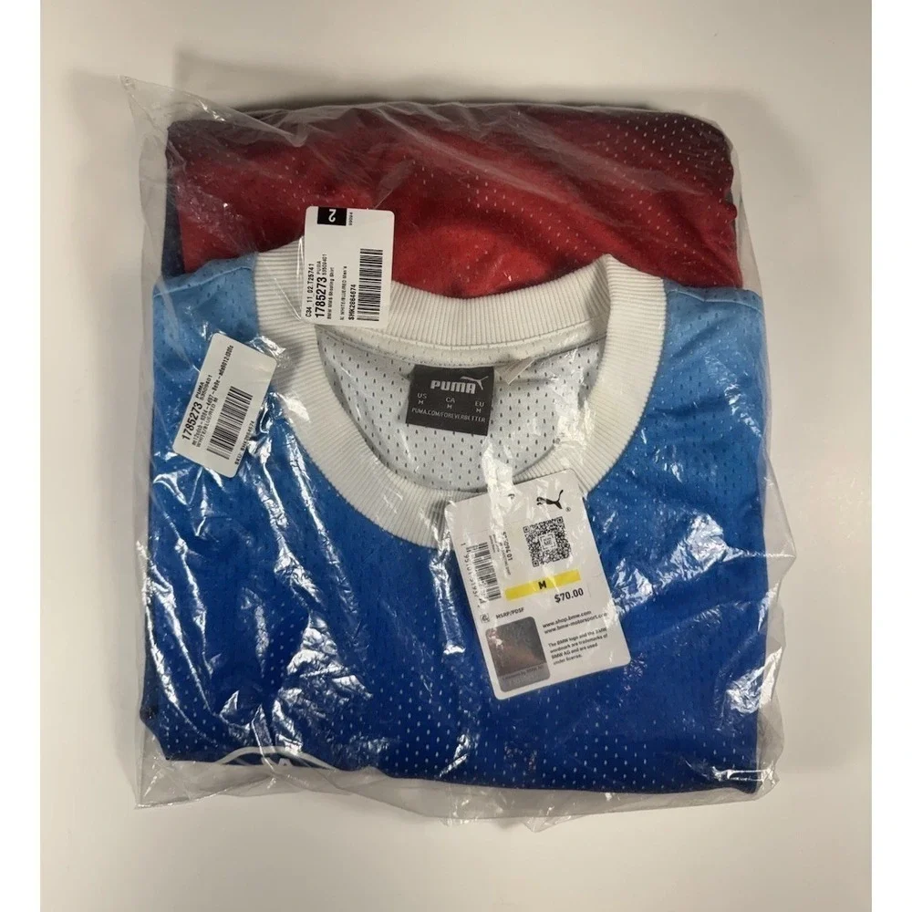 PUMA x BMW M Motorsport Shooting Shirt Blue Red Men's‎ Sz M *NEW* 535094-01 $70